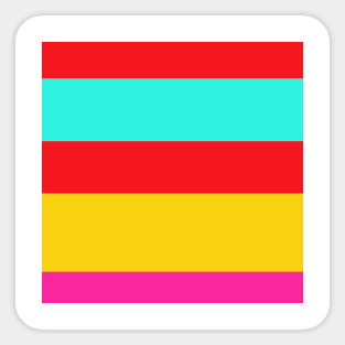 A pretty farrago of Cherry Red, Persian Rose, Metallic Yellow and Bright Light Blue stripes. Sticker